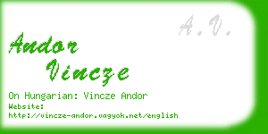 andor vincze business card